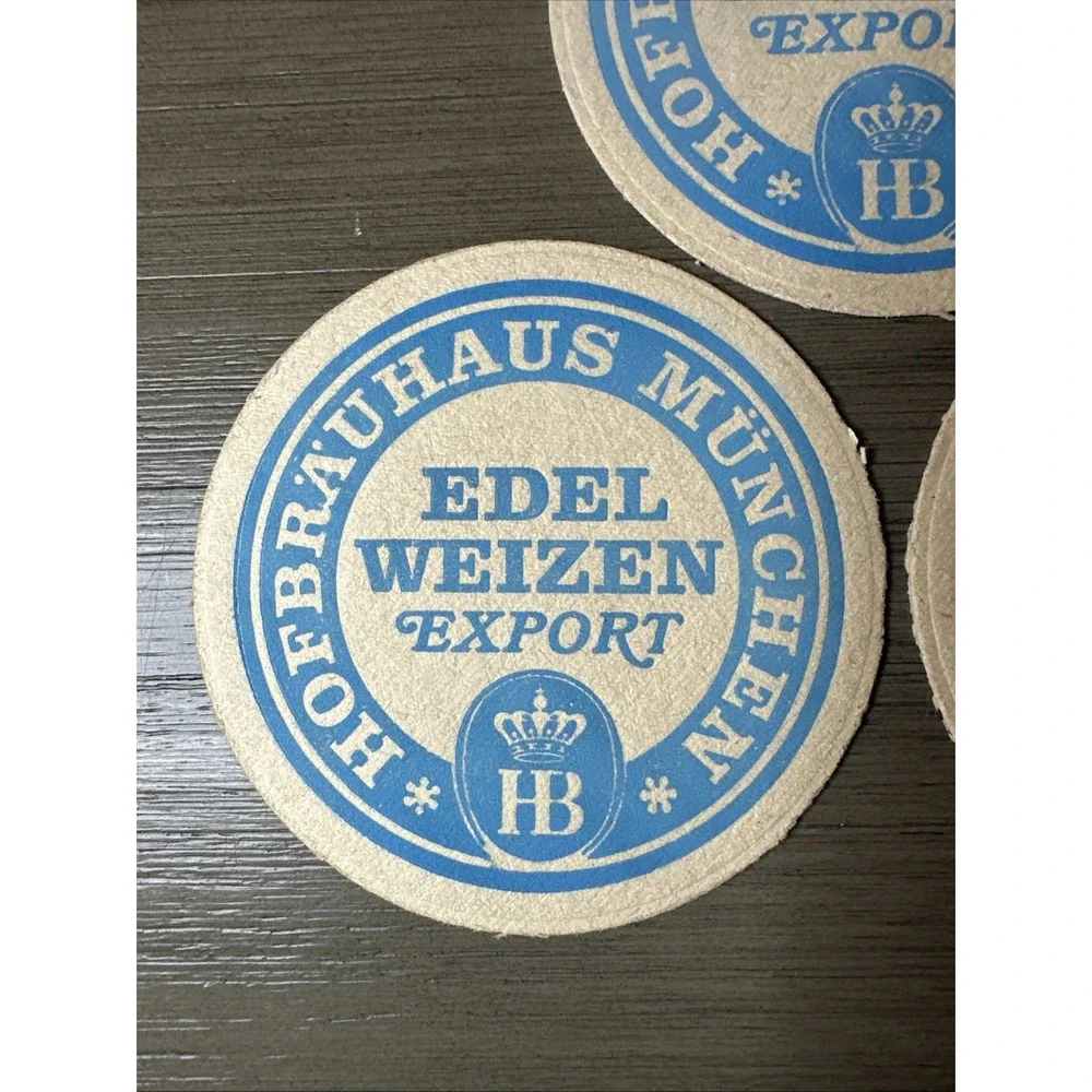 Set of Three Vintage Hofbrauhaus Munchen Germany Beer Coaster Edel Weizen
